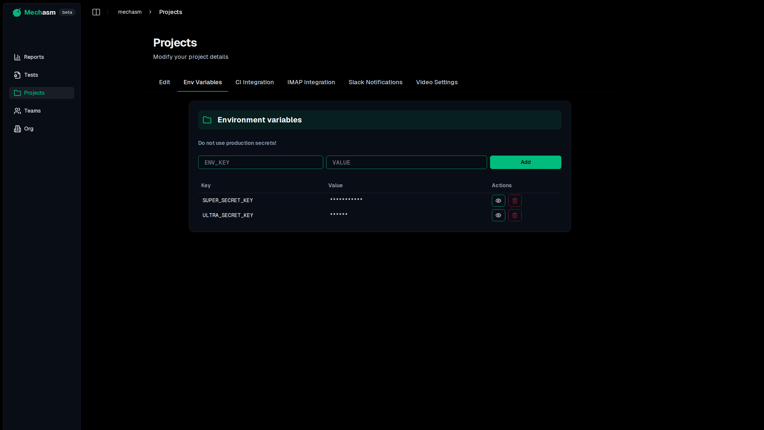 Environment Variables Tab