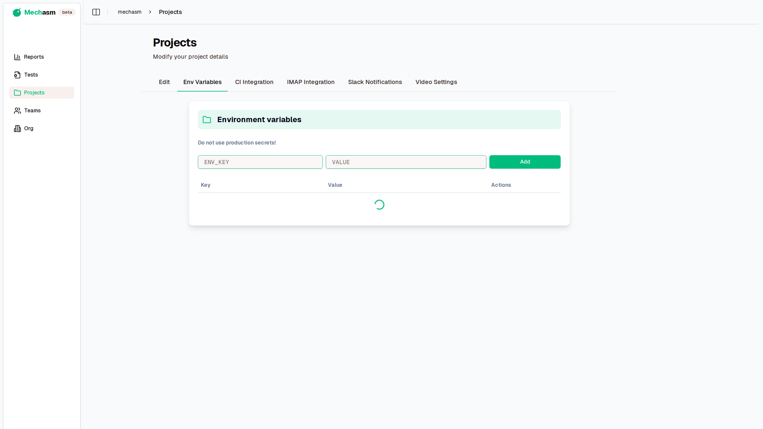 Environment Variables Tab