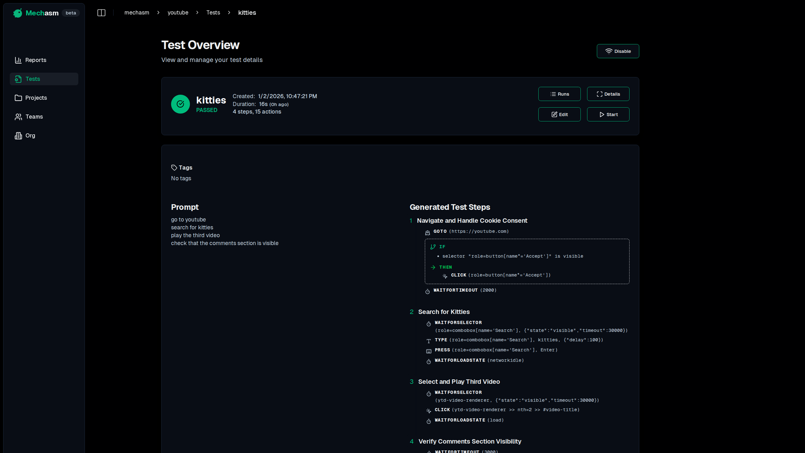 Test Editor Overview